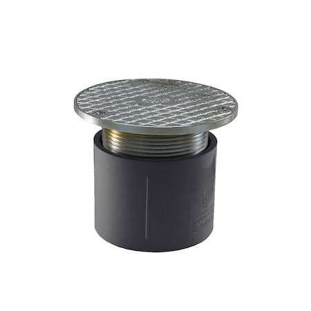 Jones Stephens 3in. PVC Over Pipe Fit Base Cleanout with 3in. Metal Spud and 5in. Chrome Plated Cover C60088